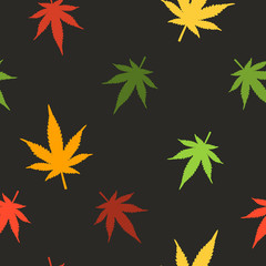 Marijuana leaves seamless vector pattern. Cannabis seamless pattern. Pattern with marijuana leaf.