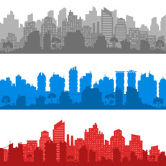 City landscape. City silhouette with windows. Vector Illustration
