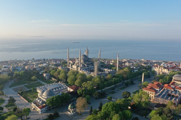 Blue Mosque and Obelisk of Theodosius. Istanbul Silhouette.