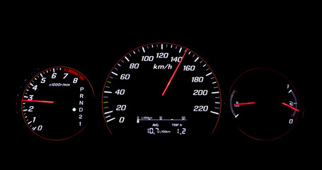 speedometer on black background