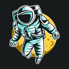 astronaut flying on space over the moon, vector illustration design