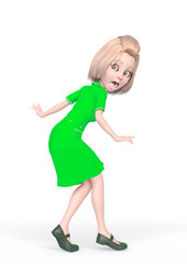 blond nurse cartoon is surprised and also is walking slowly