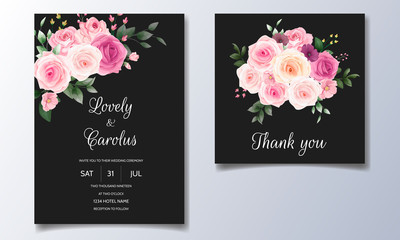 Beautiful floral frame wedding invitation card template