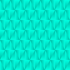 Graphic stylish pattern with iridescent triangles and light blue squares in zigzag rhombuses.