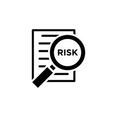 Risk Word Magnifying Glass vector icon on white background, Risk Managment icon, Vector illustration