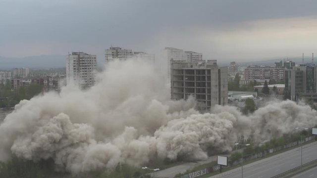A timelapse video of the demolition and a blast explosion of an abandoned building in Sofia, Bulgaria.