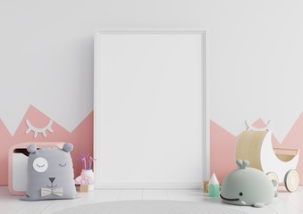 Mock up poster frame in children room,kids room,nursery mockup.