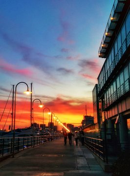 Walkway Of Aquarium Of Genoa During Sunset