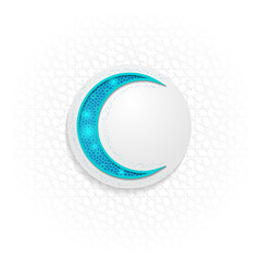 Blue shining crescent geometric with islamic pattern background