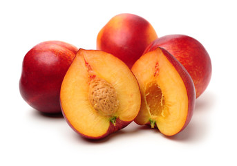 ripe peach on white background