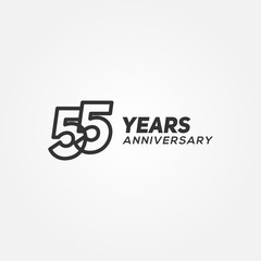 55 Years Anniversary Black Line Number Vector Design