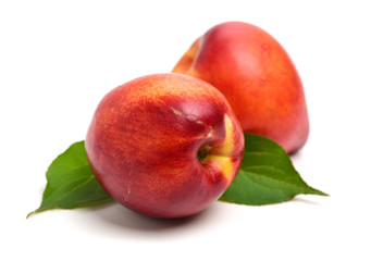 ripe peach on white background