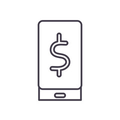 dollar symbol inside smartphone line style icon vector design