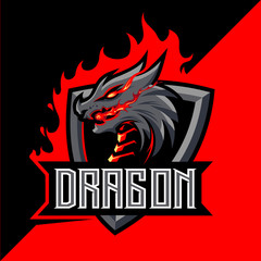Dragon fire mascot esport logo design © avante_speed