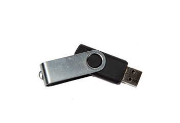 USB drive with iron cover on a white background