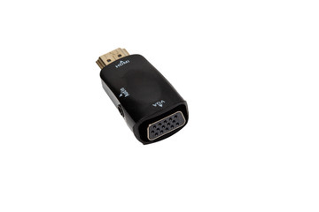 adapter with video and audio jack on a white background