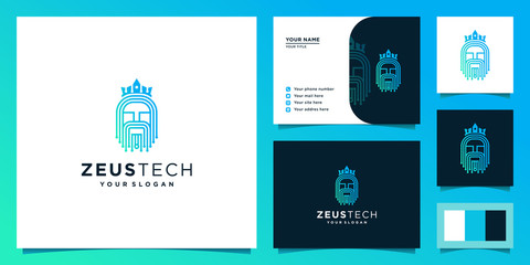technology logo illustration. Zeus logo, strong, authoritative and great. Design logos, icons and business cards. Premium vector.