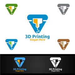 3D Printing Company Vector Logo Design for Media, Retail, Advertising, Newspaper or Book Concept