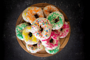 Donut Stack with multi kind and colored icing 