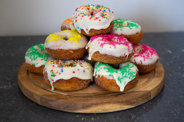 Donut Stack with multi kind and colored icing 
