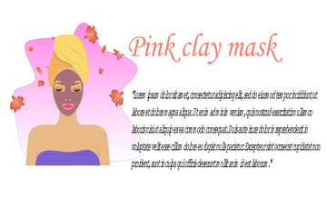 A woman with a clay mask. The concept of recreation, self-care. Beauty treatment. The use of clay for the skin