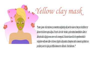 A woman with a clay mask. The concept of recreation, self-care. Beauty treatment. The use of clay for the skin