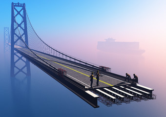 The construction of the bridge.