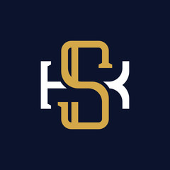 Initial Letter SK KS Monogram Logo Design