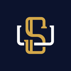 Initial Letter SU US Monogram Logo Design