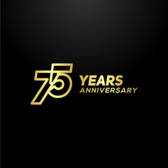 75 Years Anniversary Gold Line Number Vector Design