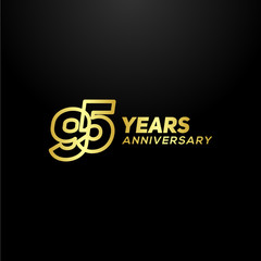 Fototapeta premium 95 Years Anniversary Gold Line Number Vector Design