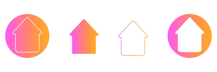 House icon, home symbol for real estate business, social media icons 