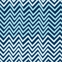 Blue with zig zag lines or chevron seamless pattern background design.
