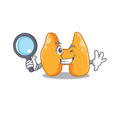 cartoon picture of thyroid Detective using tools