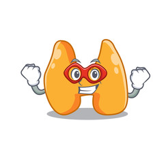A cartoon drawing of thyroidin a Super hero character