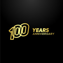 100 Years Anniversary Gold Line Number Vector Design