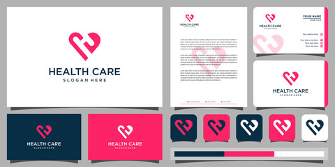 Health care logo design inspiration, business card, icon Premium Vector