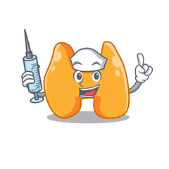 Thyroid humble nurse mascot design with a syringe