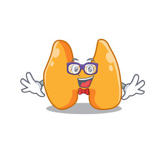 A cartoon drawing of geek thyroid wearing weird glasses