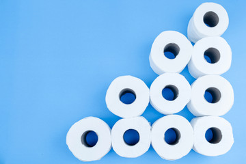 Toilet paper isolated on a blue background