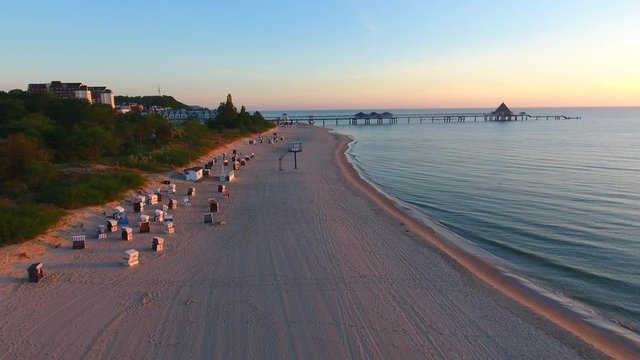 Aerial Drone Shot of Usedom Island Baltic Sea Germany Poland Border 
