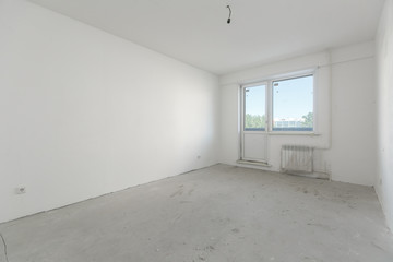 interior of the apartment without decoration in whites colors