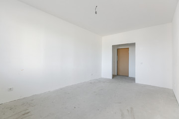 interior of the apartment without decoration in whites colors