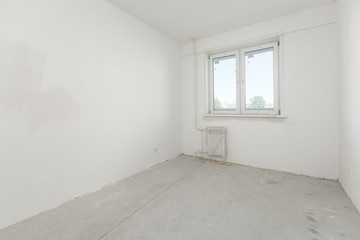 interior of the apartment without decoration in whites colors