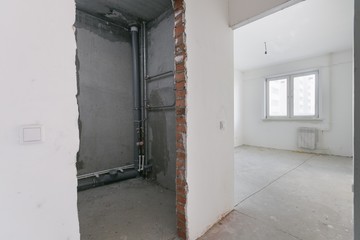 interior of the apartment without decoration in whites colors