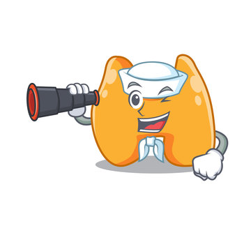 A cartoon picture of thyroid Sailor using binocular