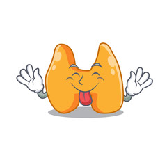 Funny thyroid cartoon design with tongue out face