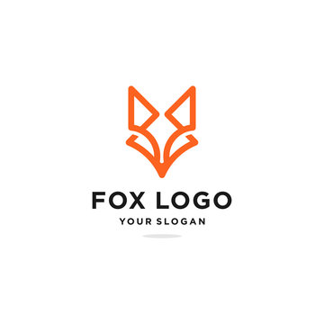 Minimalist fox logo design inspiration, outline, Premium Vector