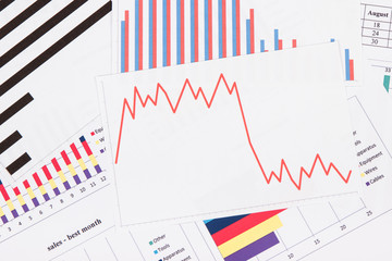 Declining chart as risk of financial crisis caused by coronavirus