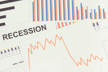 Inscription recessions and downward graphs representing financial crisis caused by coronavirus....